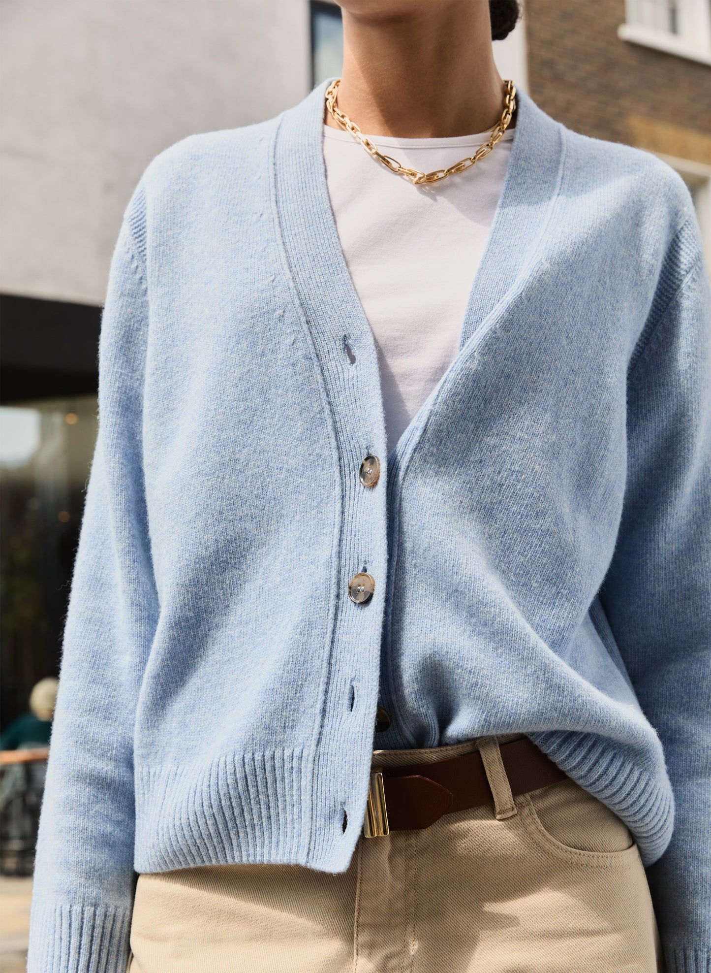 Celine V-neck Wool Blend Cardigan