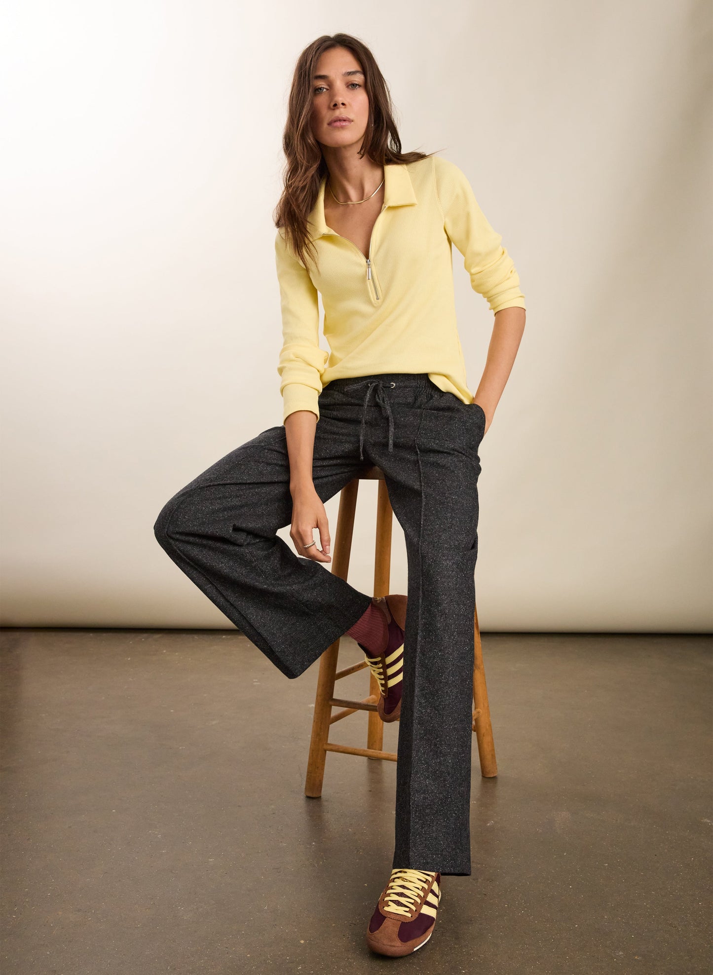 Organic Cotton Zip Collar Top