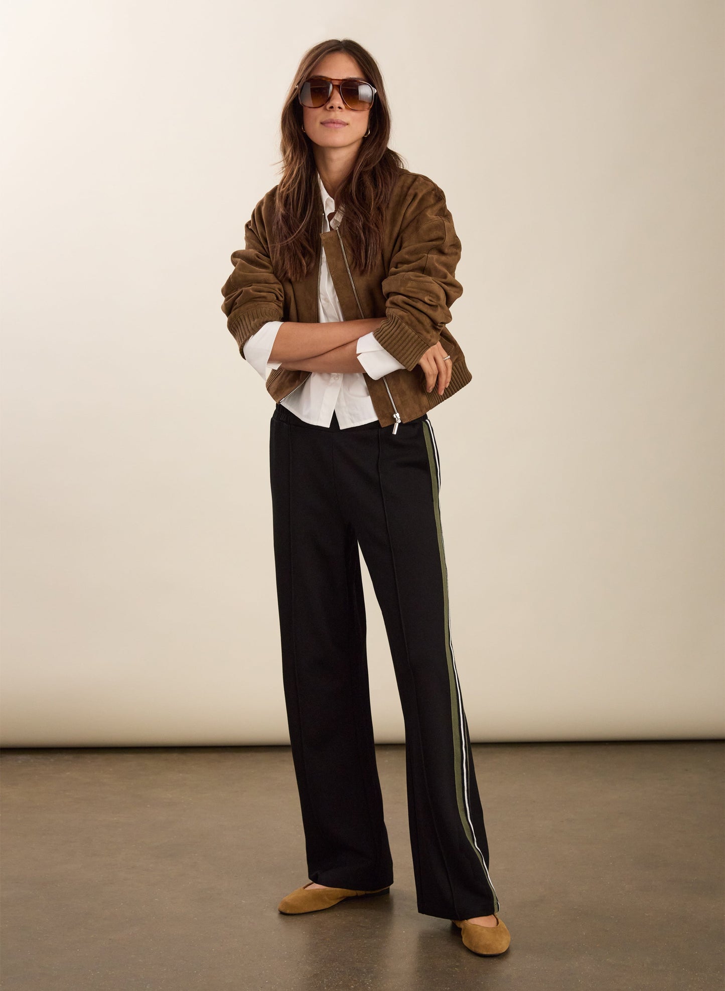 Petite Marjorie Side Stripe Ponte Trousers
