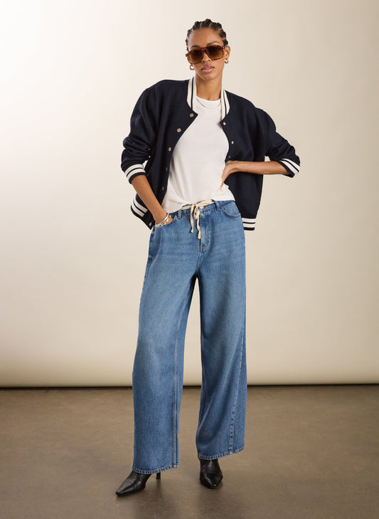 Petite Leonor Tie Front Wide Leg Jeans
