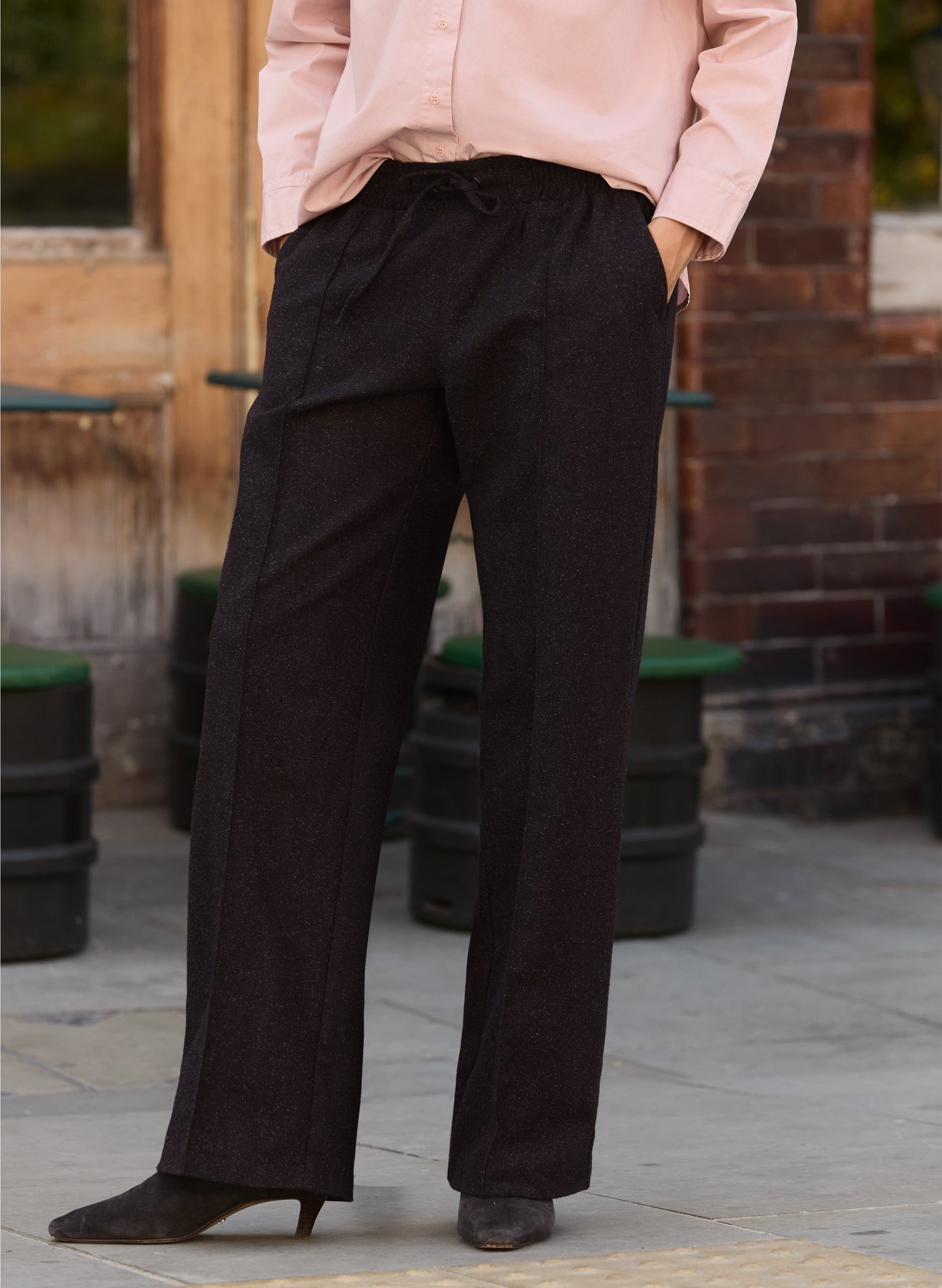 Petite Fera Wool Blend Wide Leg Trousers