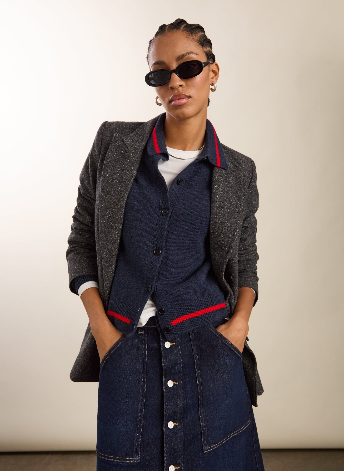 Gillian Wool Blend Collar Cardigan