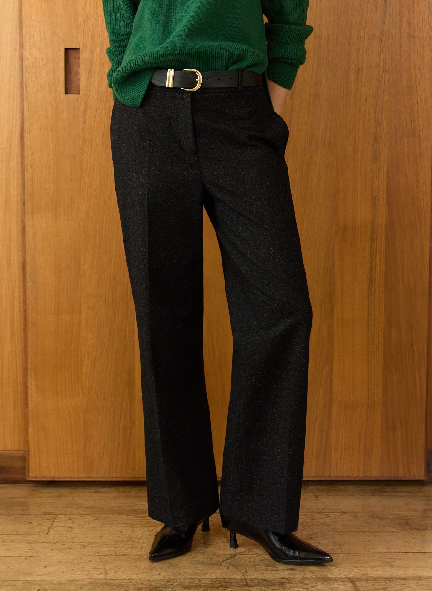 Gwynnie Wool Blend Wide Leg Trousers