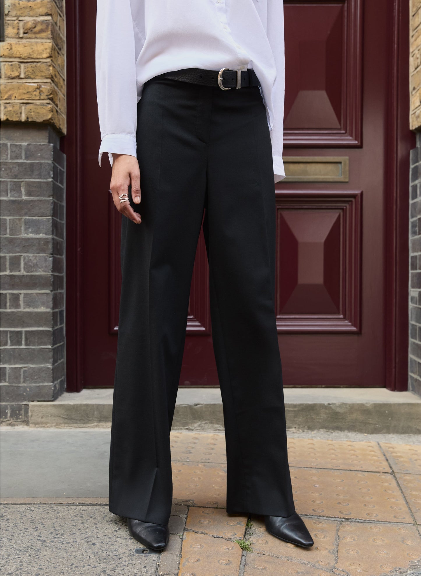 Ione Wool Blend Wide Leg Trousers