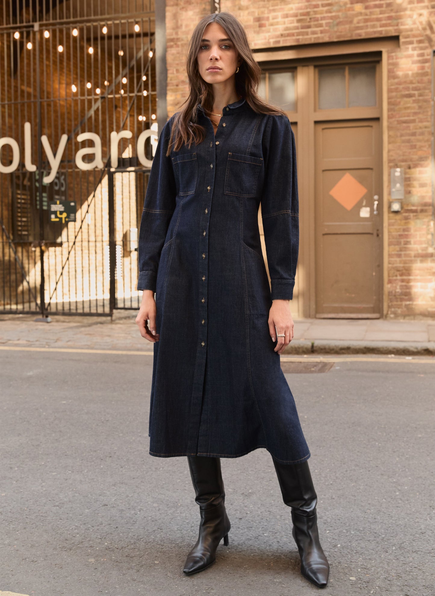 Channing Organic Denim Midi Dress