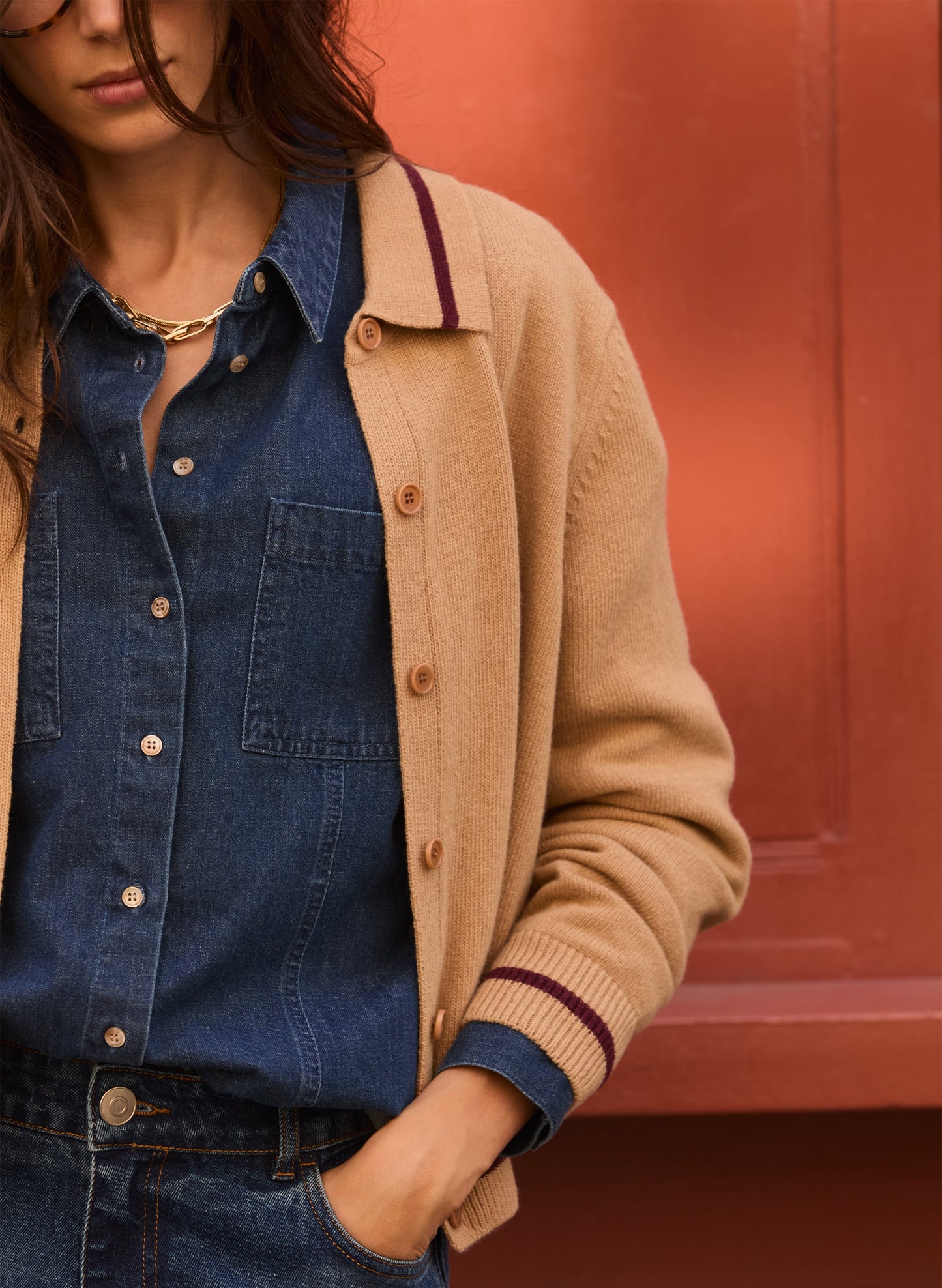 Gillian Wool Blend Collar Cardigan