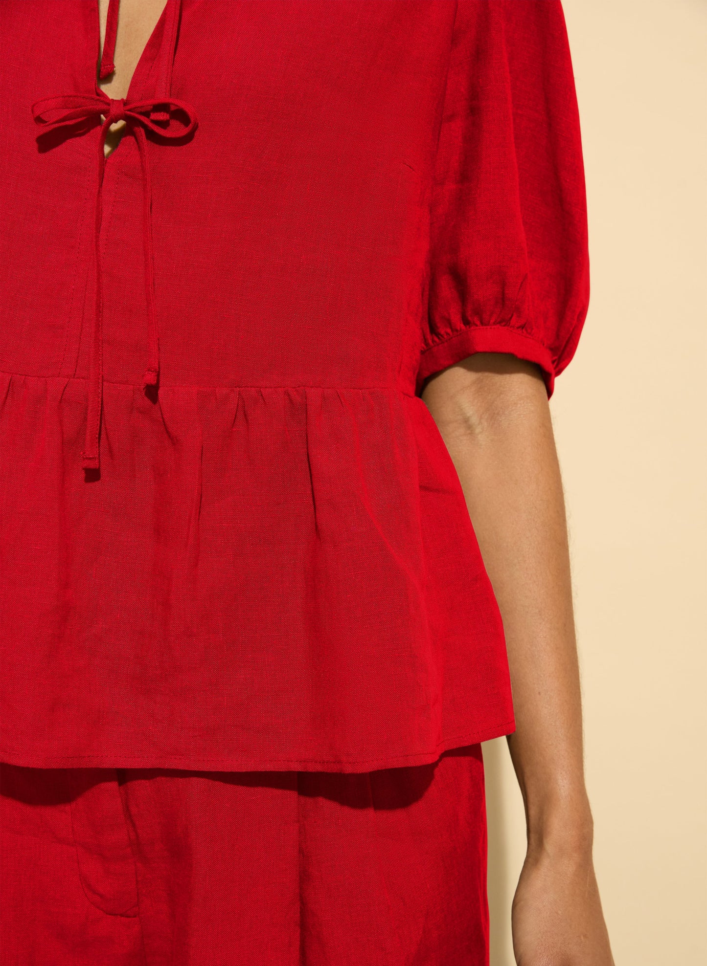 Marylinn Linen Tie Detail Blouse