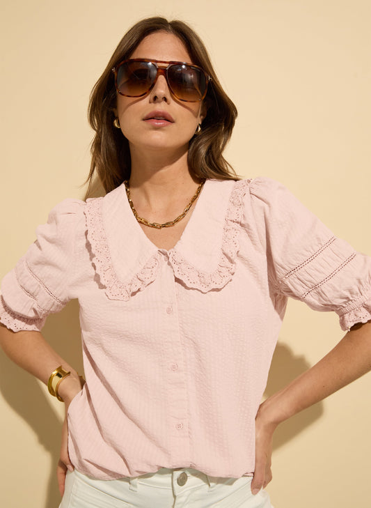 Marti Organic Cotton Broderie Detail Blouse