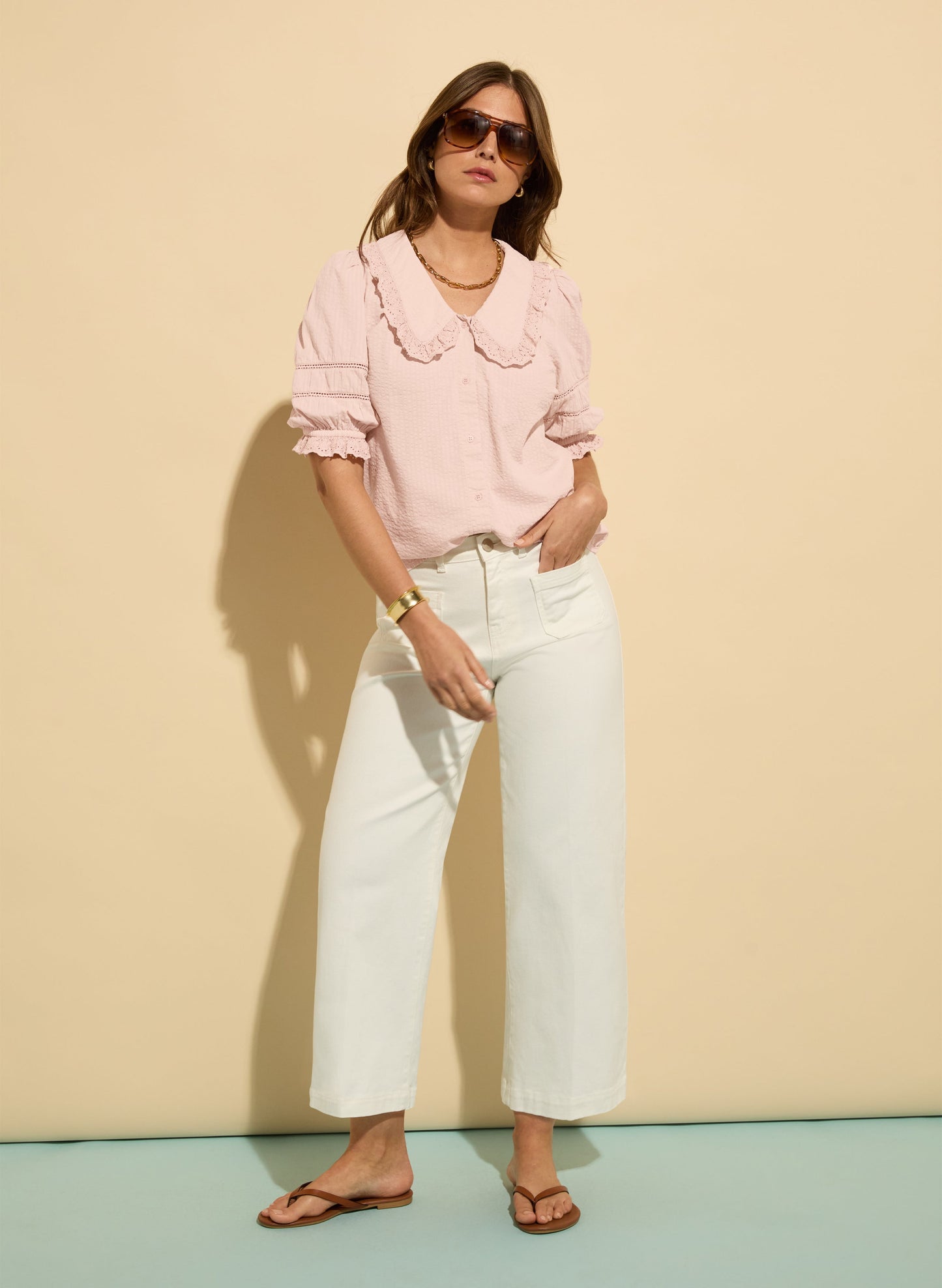 Marti Organic Cotton Broderie Detail Blouse