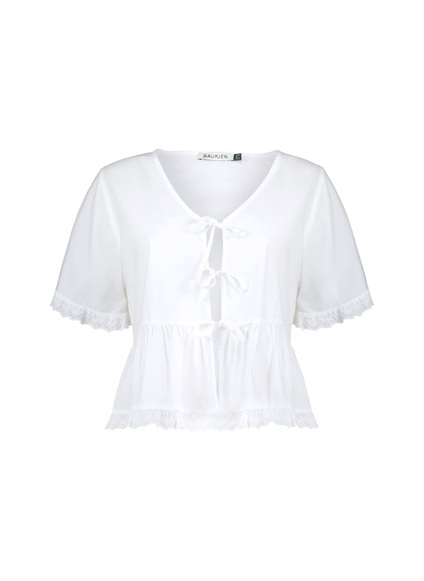 Emma Organic Cotton Broderie Detail Pyjama Top