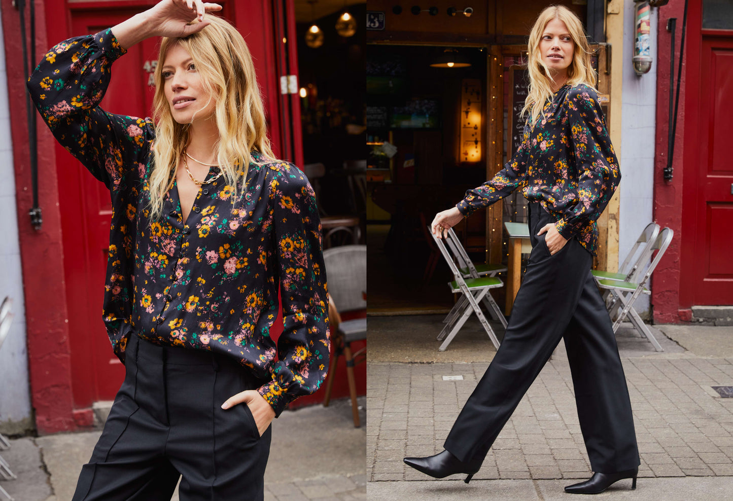 Meadow Satin Printed Blouse