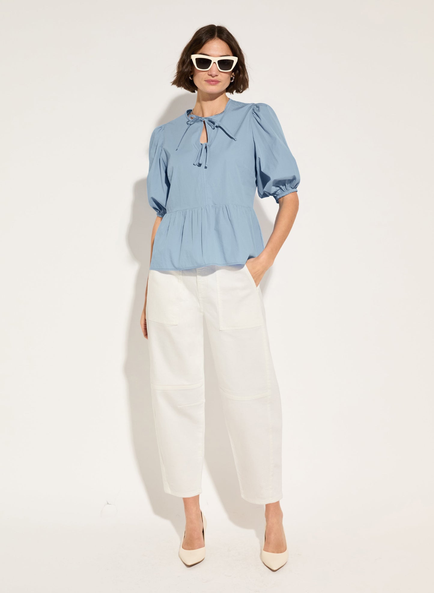 Azura Organic Cotton Tie Detail Blouse