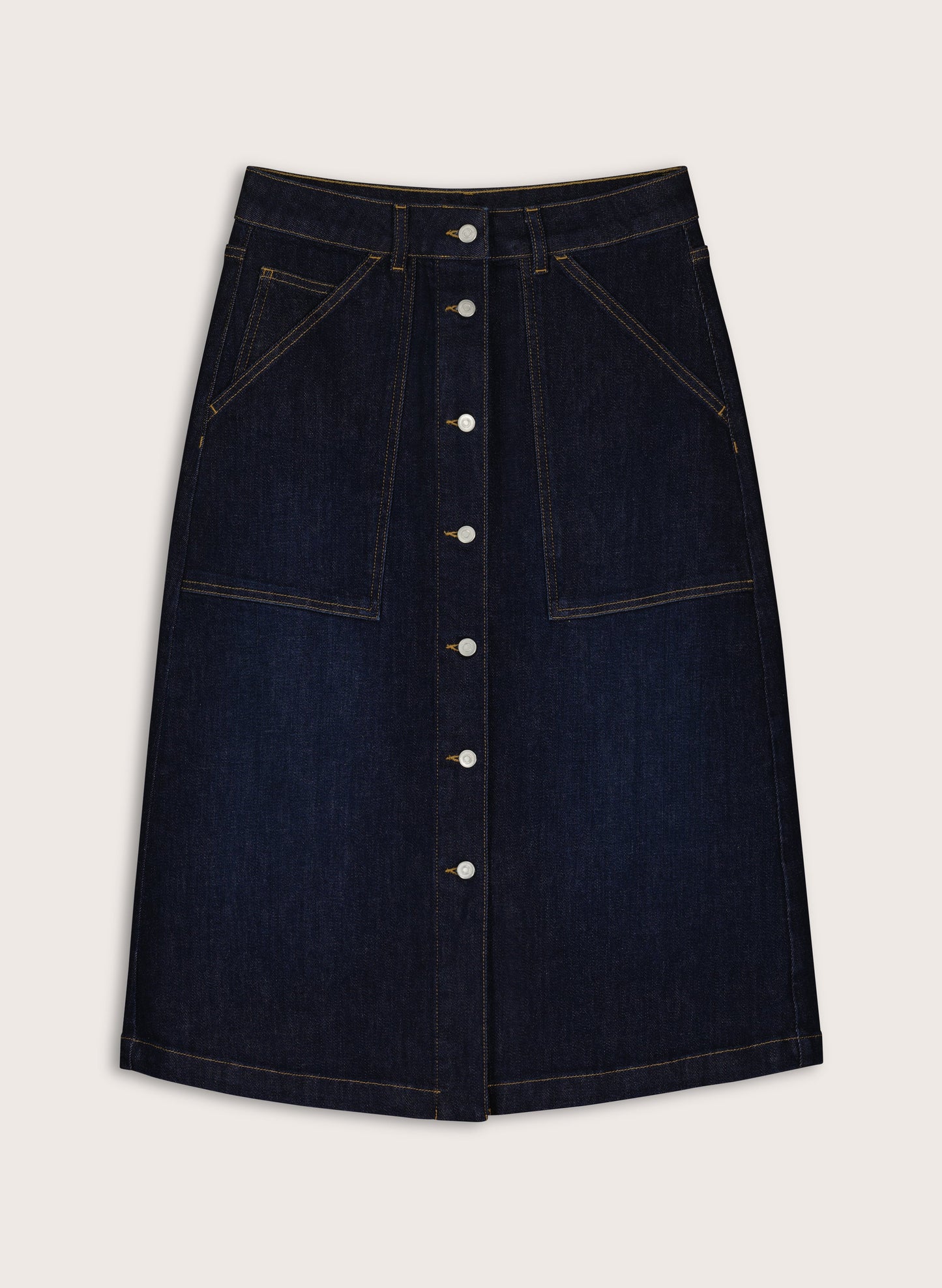 Bobbie Organic Cotton Stretch Denim Midi Skirt