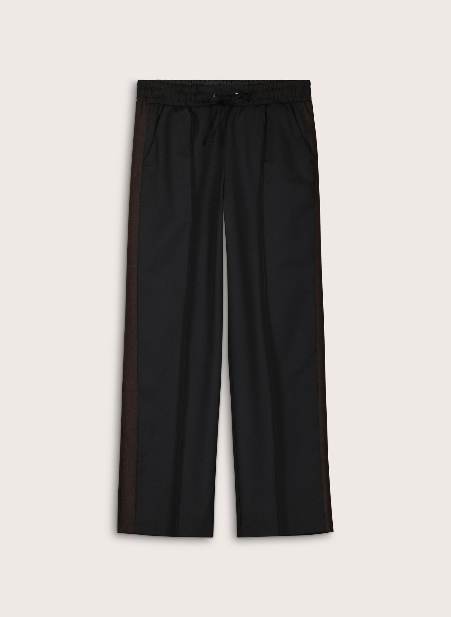 Donna Wool Blend Side Stripe Wide Leg Trousers