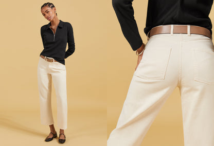 Organic Stretch Cotton Crop Straight Leg Jeans