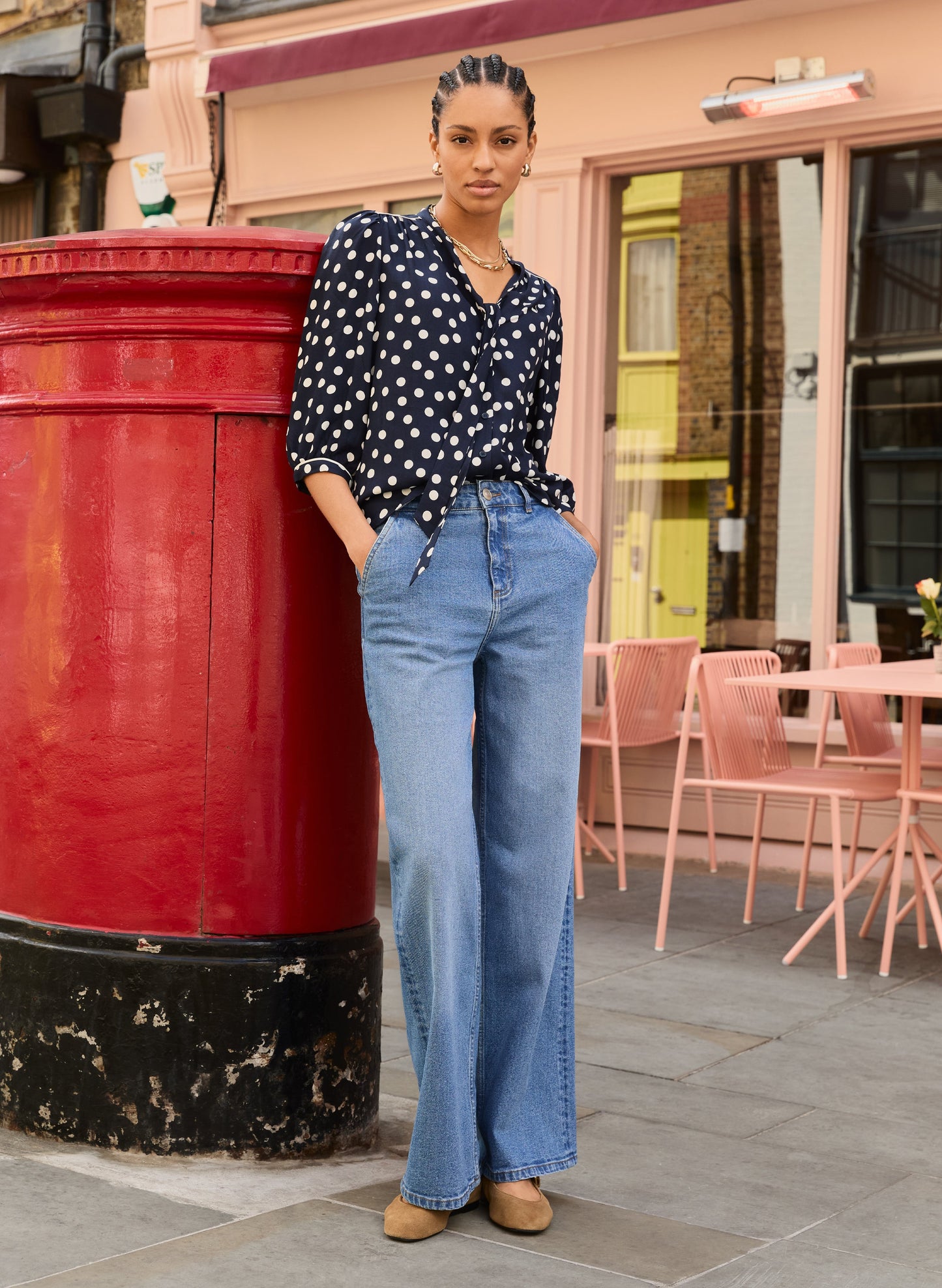 Amalie Printed Tie Neck Blouse