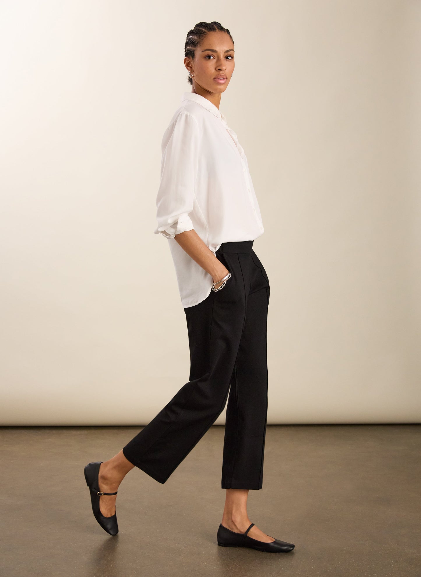 Ebru Ponte Straight Leg Crop Trousers
