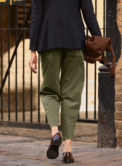 Amelia Organic Cotton Barrel Leg Cargo Trousers