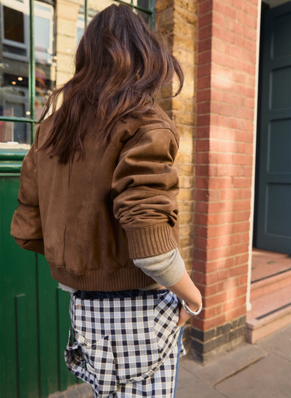 Alexis Suede Cropped Bomber Jacket