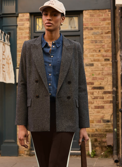 Eugenie Wool Blend Tailored Blazer