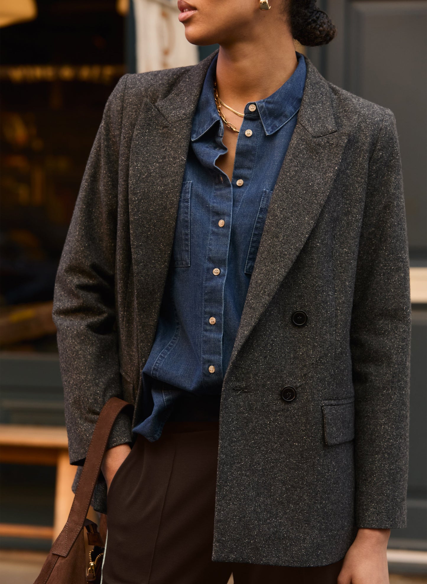 Eugenie Wool Blend Tailored Blazer