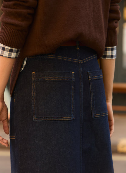 Bobbie Organic Cotton Stretch Denim Midi Skirt