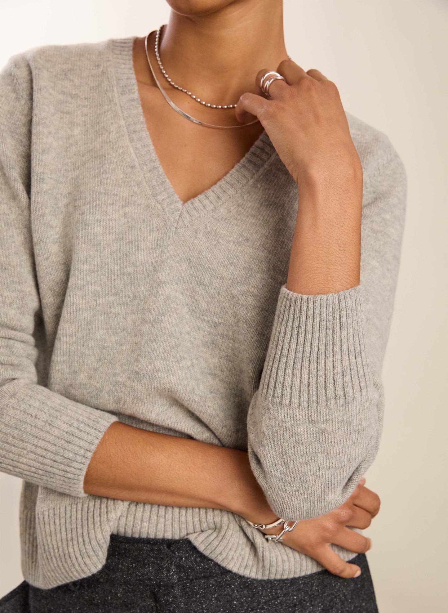 Emmeline Wool Blend V-Neck Jumper