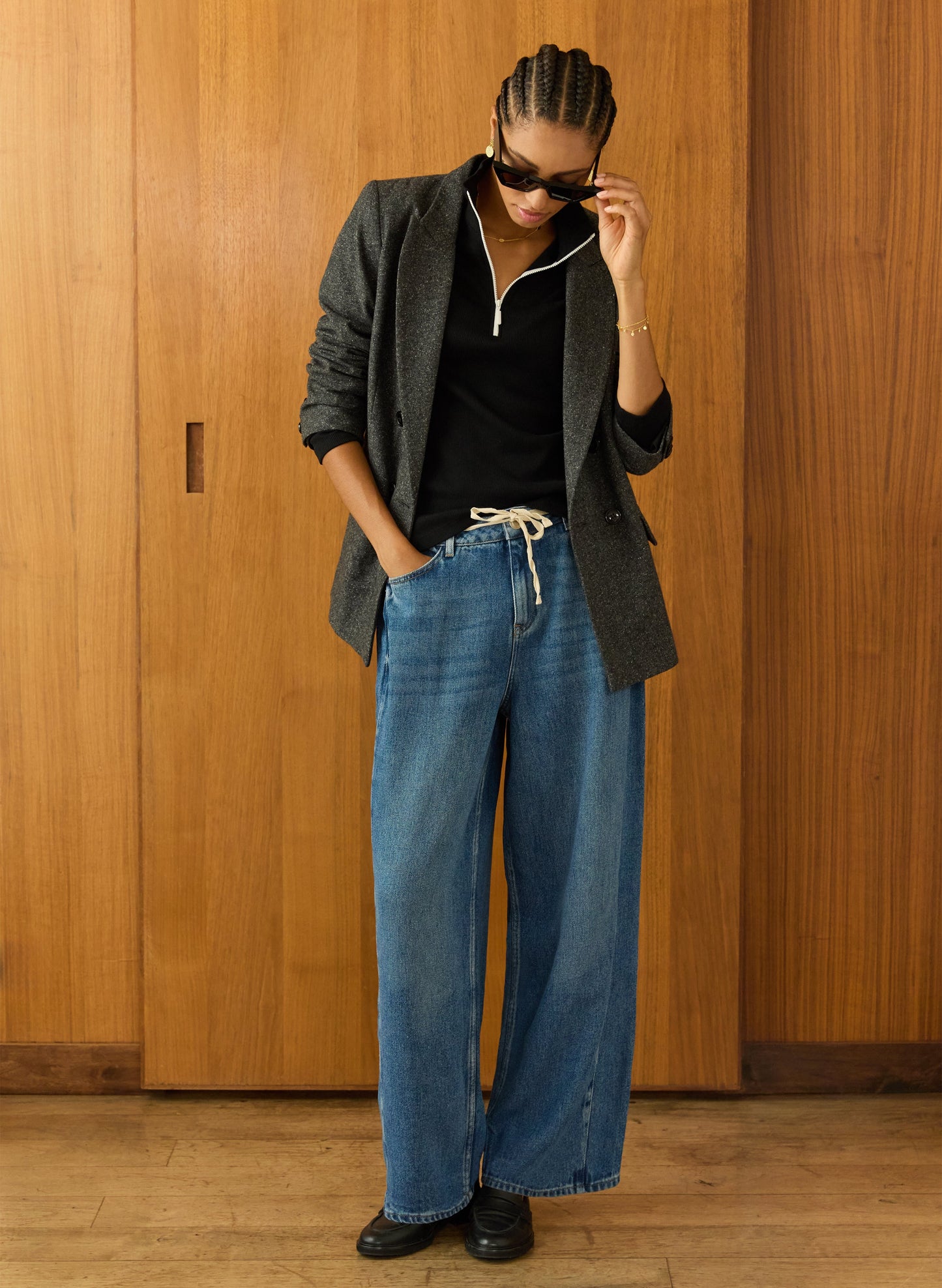 Clayton Organic Cotton Zip Turtleneck Top