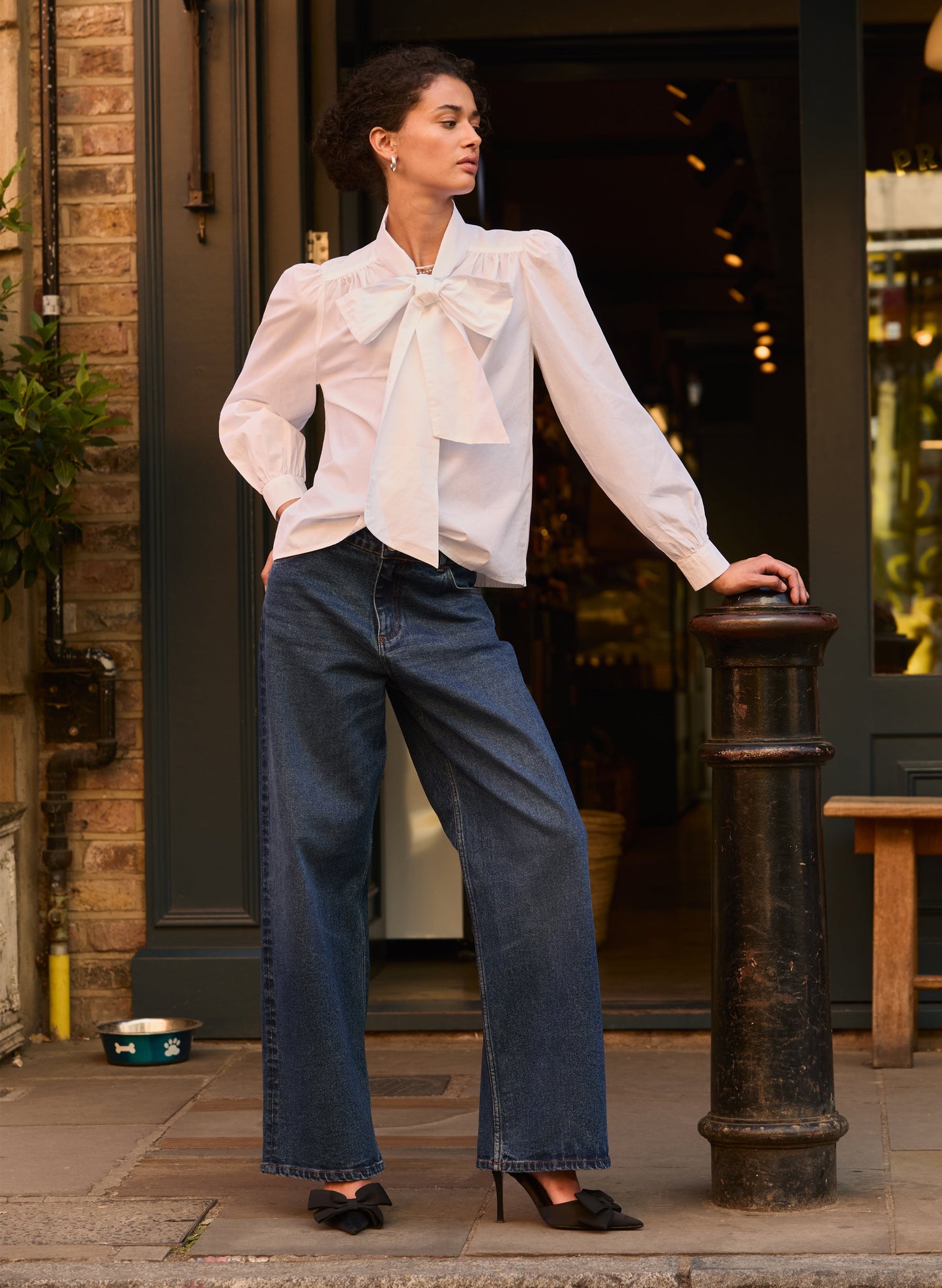 Araya Organic Cotton Bow Neck Blouse