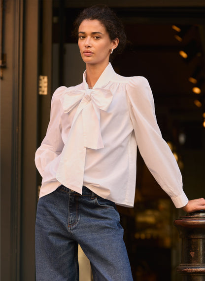 Araya Organic Cotton Bow Neck Blouse
