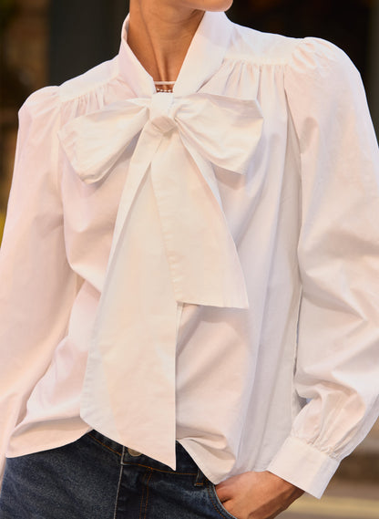 Araya Organic Cotton Bow Neck Blouse
