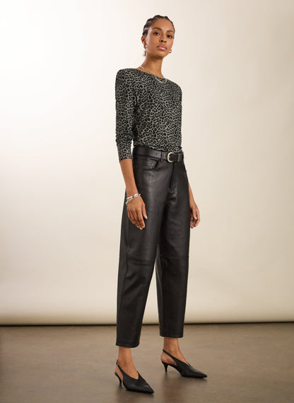 Shae Printed Jersey Crew Neck Top