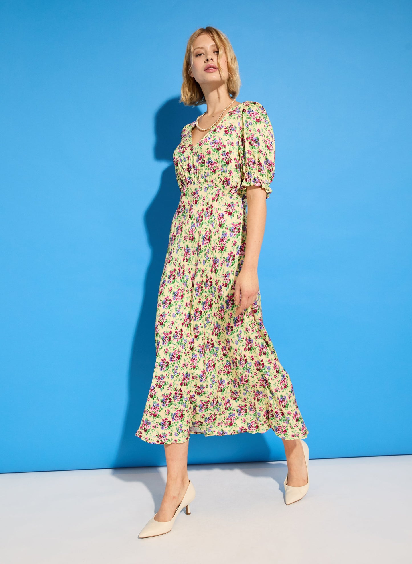RENT - Lottie Satin Midi Tea Dress