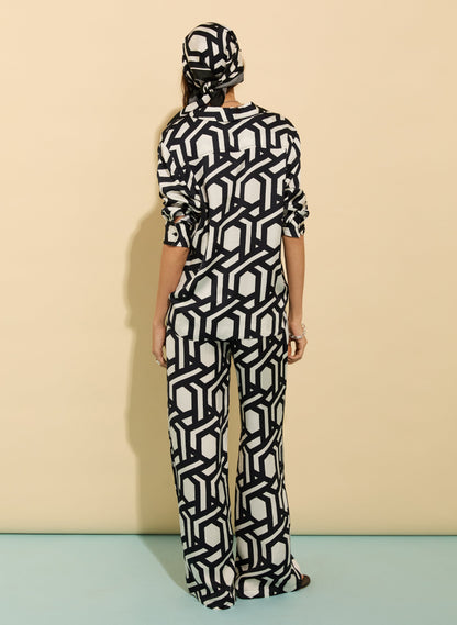 Kay Printed Satin Wide Leg Trousers