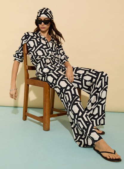 Kay Printed Satin Wide Leg Trousers