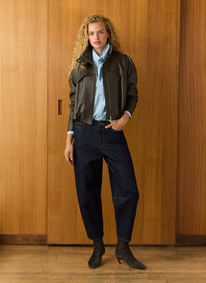 Alara Leather Bomber Jacket