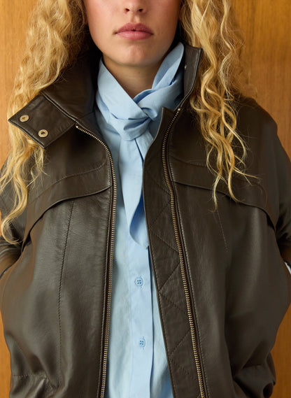 Alara Leather Bomber Jacket