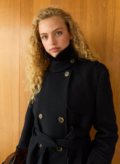 Ingrid Belted Wool Trench Coat