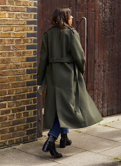 Ingrid Belted Wool Trench Coat