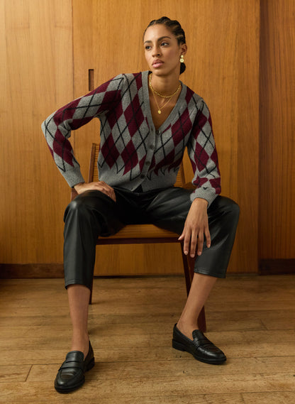 Clemence Wool Blend Argyle Cardigan