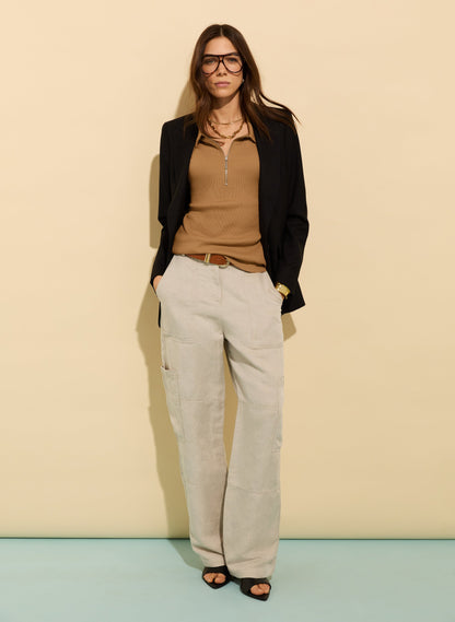 Ivy Organic Rib Zip Collar Top