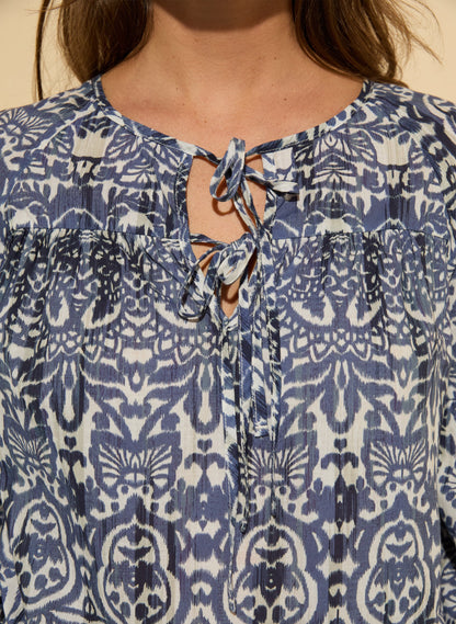 Stephanie Organic Cotton Tie Neck Blouse