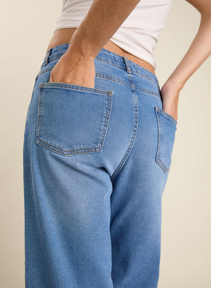 Organic Stretch Cotton Wide Leg Slouch Jeans