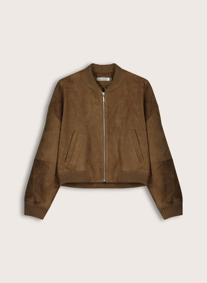 Alexis Suede Cropped Bomber Jacket