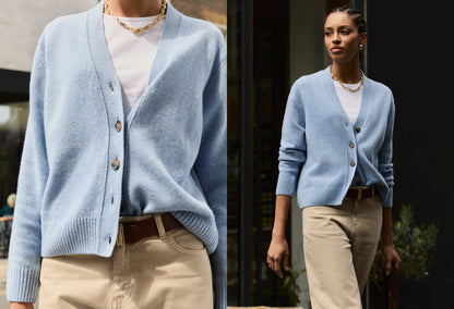 Celine V-neck Wool Blend Cardigan