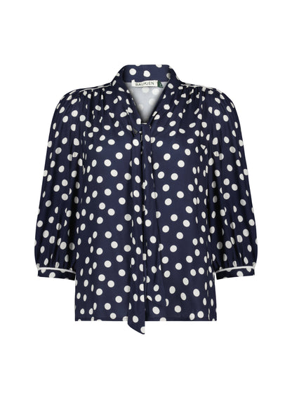 Amalie Printed Tie Neck Blouse