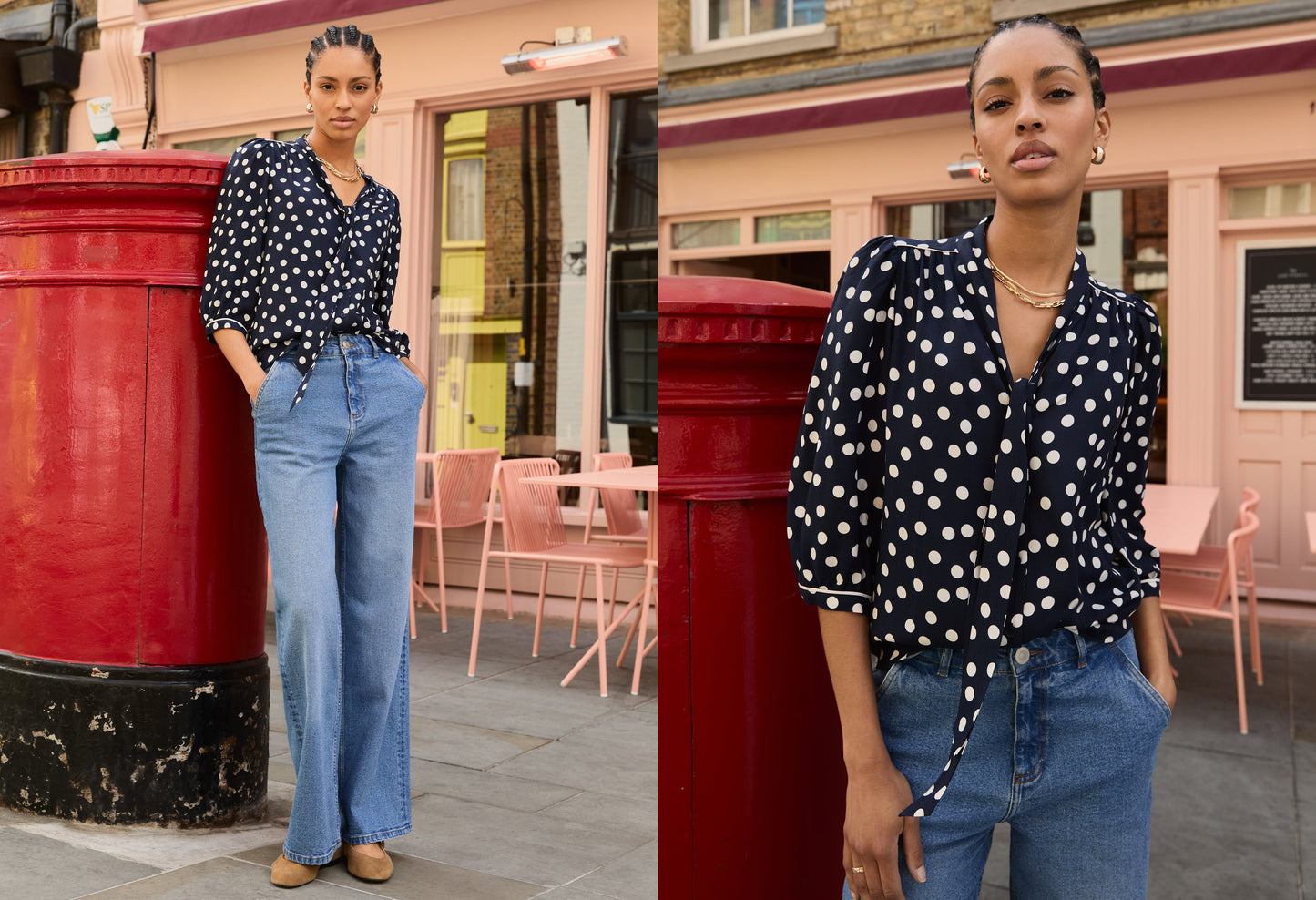 Amalie Printed Tie Neck Blouse