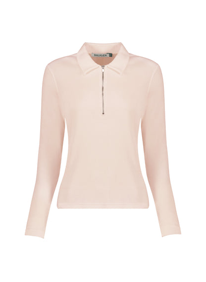 Organic Cotton Zip Collar Top