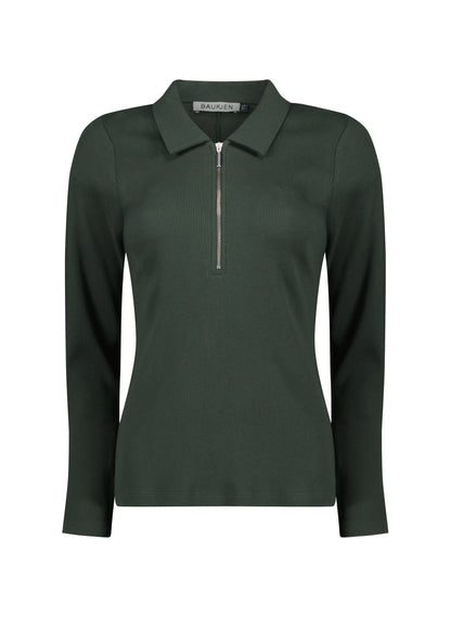 Organic Cotton Zip Collar Top