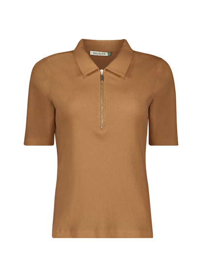 Ivy Organic Rib Zip Collar Top